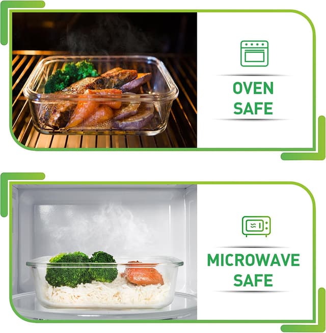 Detalle de Prep Naturals 5-Pack Airtight Glass Meal Prep Containers (1 Compartment, 1060 ml)