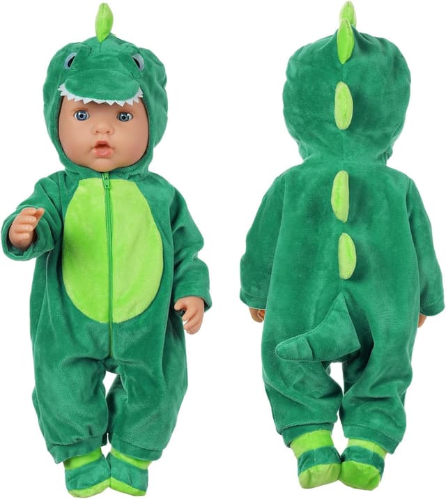 Detalle 2 de Set vestiti per bambole New Born Aolso: pagliaccetto con cappello, calzini e gruccia (35-45 cm)