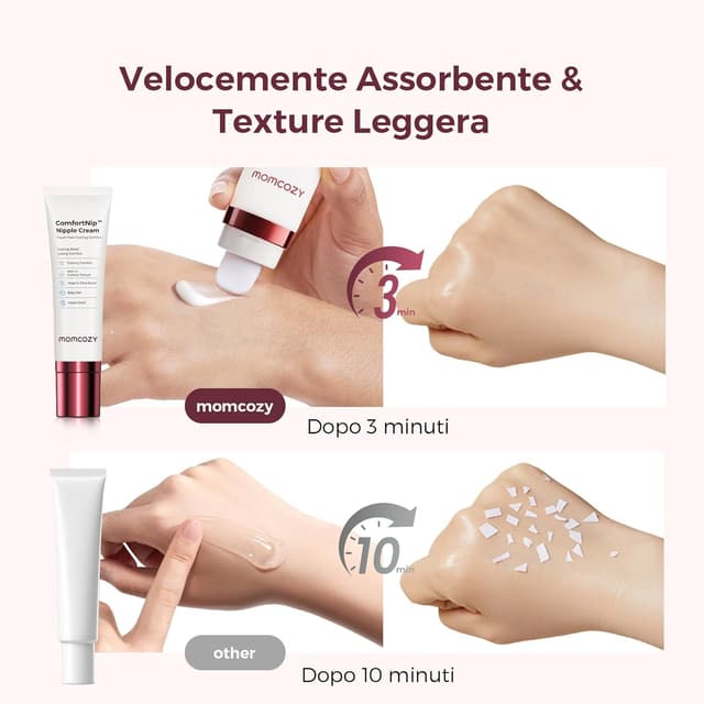 Detalle de Momcozy ComfortNip crema capezzoli per allattamento lenitiva senza lanolina con applicatore in ceramica, 50 g