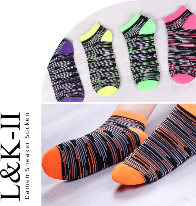 Detalle 2 de L&K-II 12 paia di stivaletti calzini da sneaker da donna in cotone 92238