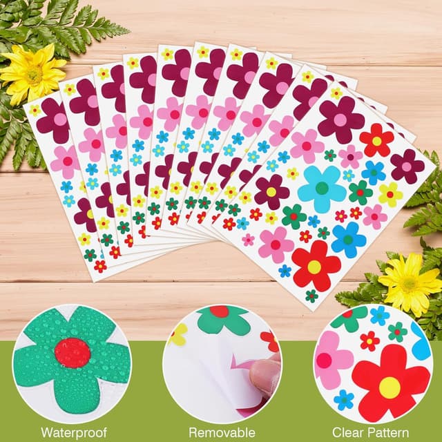 Detalle de 350 PCS Flowers Car Decals – waterproof floral vinyl stickers for car windows, doors, hoods & more