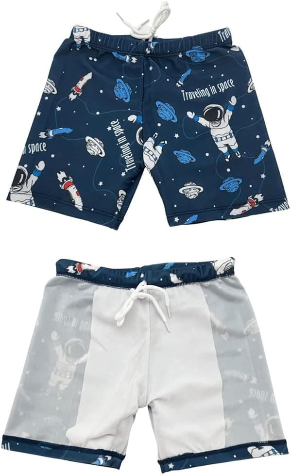 Detalle de FedMois Kleinkinder Badeanzug 3-teiliges Set für Jungen (Badeshirt, Badeshorts, Bademütze)