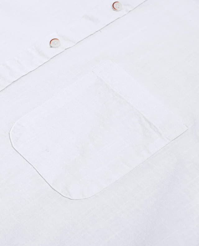 Detalle 2 de siliteelon Men’s Grandad Collar Long Sleeve Linen Shirt with Pocket (Regular Fit)