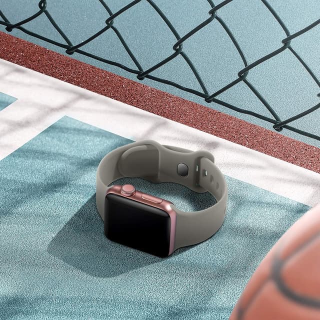 Detalle de Epova Silicone Strap compatible with Apple Watch (38–46/49mm) in Gray – replacement sport band