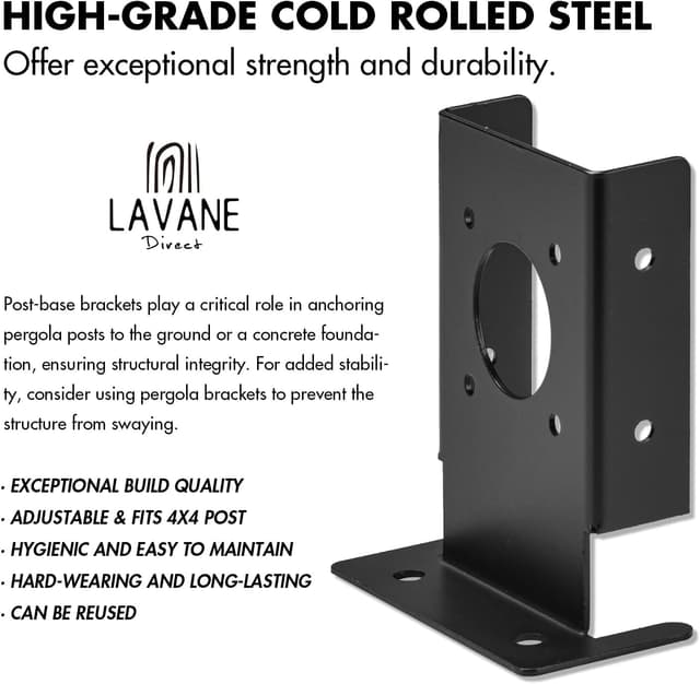 Detalle de LAVANE Adjustable 4x4 Post Base Brackets 4pcs 🪚