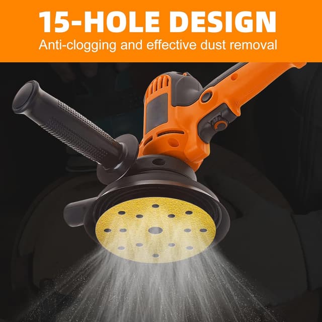 Detalle de KONGMING 50 Stück Schleifpapier 150 mm Klett Körnung 40 – 15-Loch für Exzenterschleifer