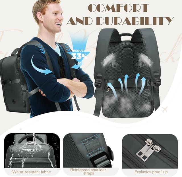 Detalle de Yankony Handgepäck Rucksack 40x20x25 für Ryanair – 20L Flugzeug-Travel-Backpack