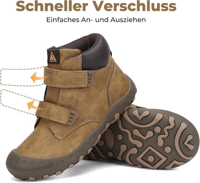 Detalle de Mishansha Kinder Wanderschuhe & Trekkingstiefel – leicht, wasserabweisend und mit Schnellverschluss
