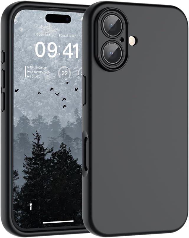 Detalle de SUPFINE Designed for iPhone 16 Plus Case in Premium Liquid Silicone (Black)