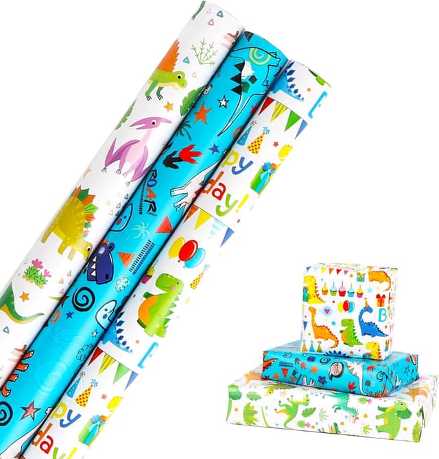 Imagen de Dinosaur Wrapping Paper 3 Rolls en OfertitasTOP