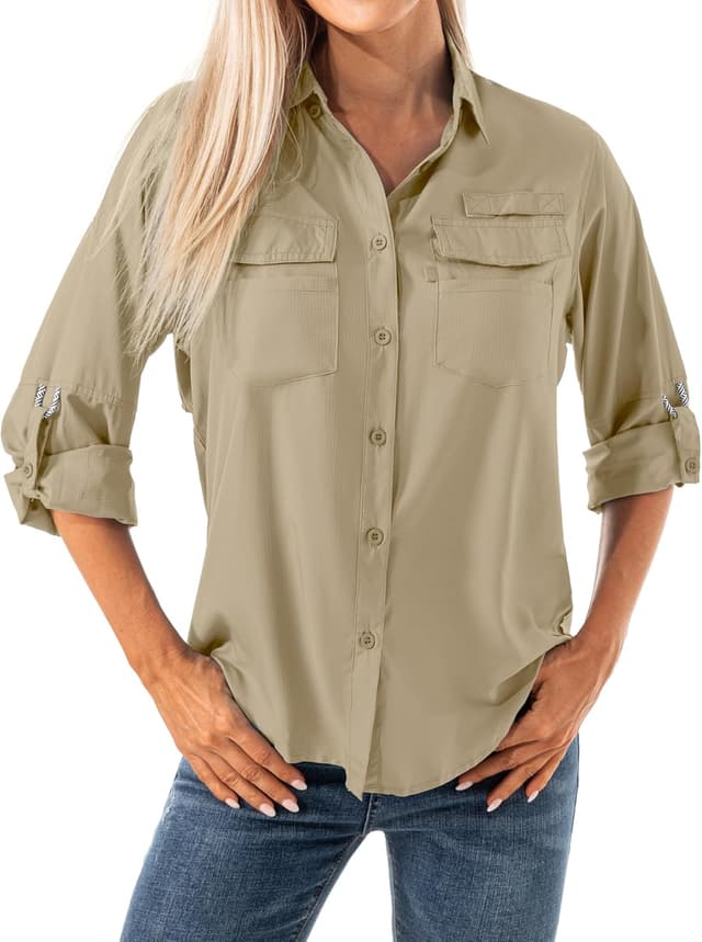 Detalle de Jessie Kidden Women’s Safari Shirts Long Sleeve with UPF 40 Sun Protection