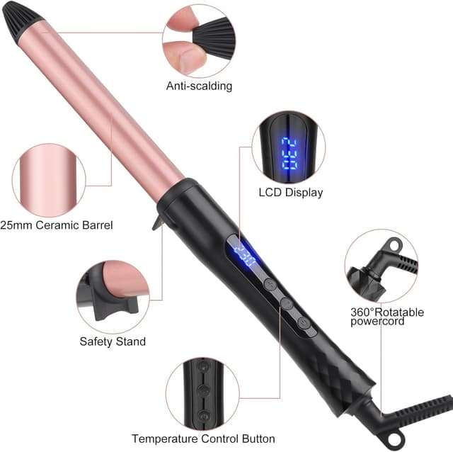 Thumbnail 4 de 25mm Ceramic Curling Wand with Adjustable Temp 🎀