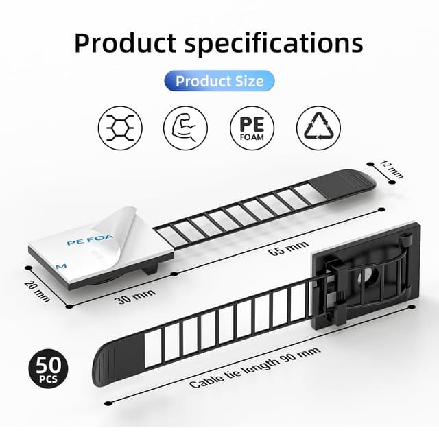 Detalle 2 de Guscase Kabelhalter 50 Stück selbstklebend
