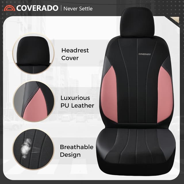 Detalle de Coverado 5-Seat Luxury Car Seat Covers (Full Set) in Pink