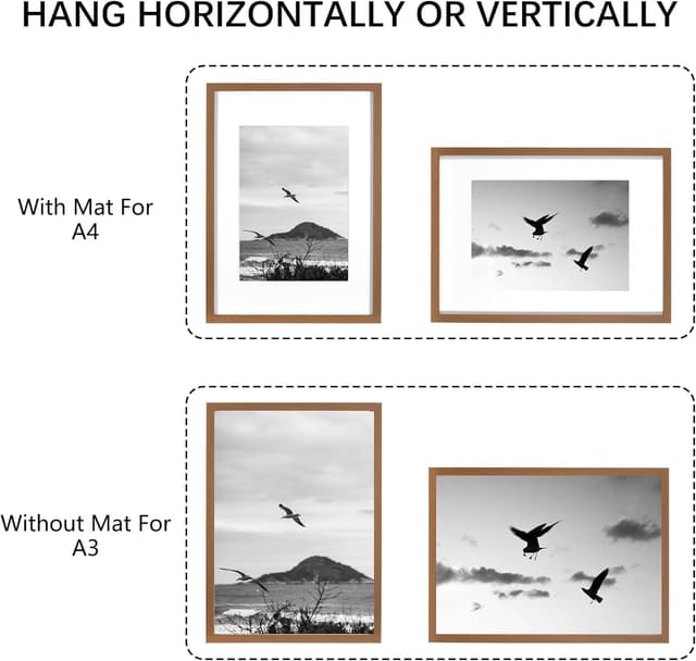 Detalle 2 de Bilderrahmen Braun A3 3er Set von KAIWIN