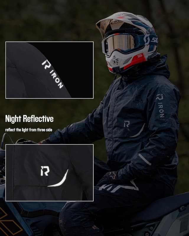 Detalle de RIDEIRON Tuta Antipioggia Moto Uomo impermeabile 10.000 mm traspirante riflettente e compatta