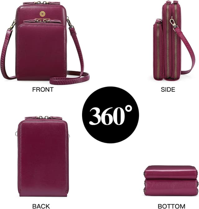 Detalle 2 de SENDEFN genuine leather phone bag crossbody (small, multi-compartment) for women