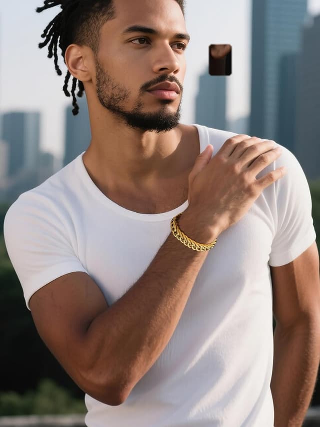 Detalle de Richsteel Herren-Armband aus Edelstahl „Cuban Gliederarmband“ in Silber, Gold oder Schwarz (8/12/17 mm, 19/21/23 cm) mit Geschenkbox