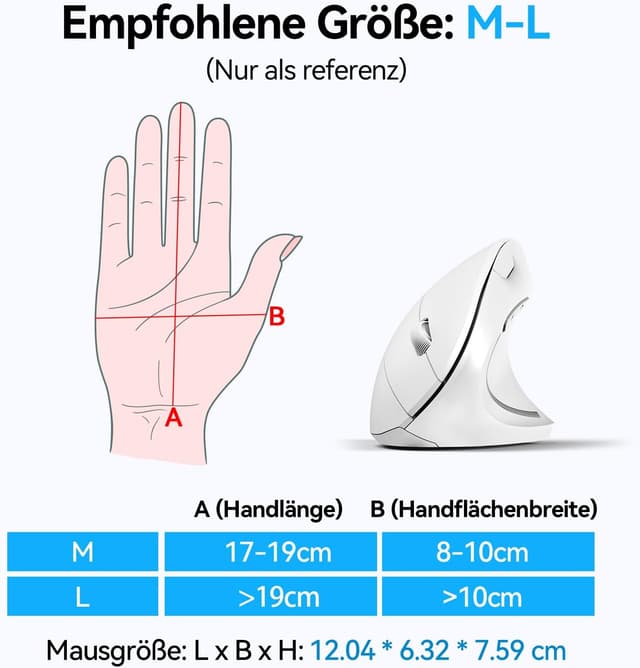 Thumbnail 6 de TECKNET ergonomische vertikale Bluetooth-Maus mit 3 Geräten (BT+BT+USB) und 6 DPI-Stufen