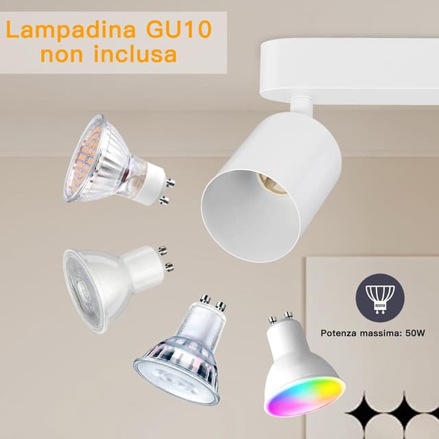Detalle de TaFiCo faretto da soffitto a LED a 3 luci orientabile GU10 bianco moderno (senza lampadina)