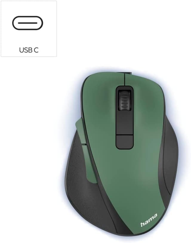 Detalle 2 de Hama MW-500 Recharge ergonomic wireless mouse (2.4 GHz, 6 buttons, 800/1200/1600 dpi) – Forest
