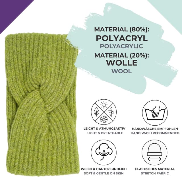 Detalle de styleBREAKER Diadema de punto marrón jaspeado 11 cm