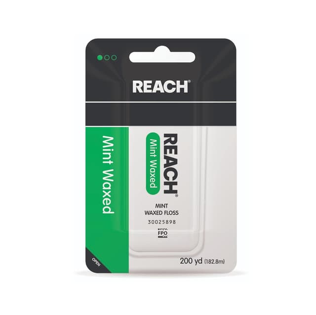 Detalle de Reach Waxed Dental Floss (Mint) — Shred-Resistant Plaque Remover, 200 yd