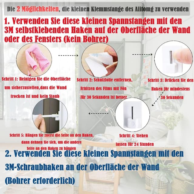 Detalle de Aiitomg tringle rideau extensible sans perçage 60-70 cm