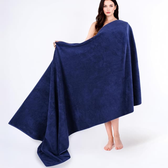 Detalle de Cotton Paradise 100% Cotton Oversized Bath Sheet, 40x80" Turkish Towel (Navy)
