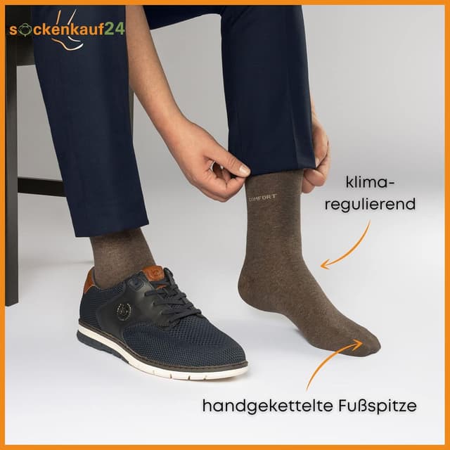 Detalle 2 de sockenkauf24 10 Paar Comfort Socken ohne Gummi & ohne Naht aus Baumwolle (Komfortbund)