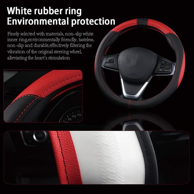 Detalle 2 de coofig leather steering wheel cover 15 inch