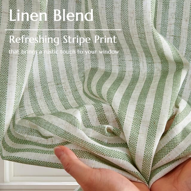 Thumbnail 4 de jinchan Striped Linen Kitchen Curtains 30" sage green curtains 🪟