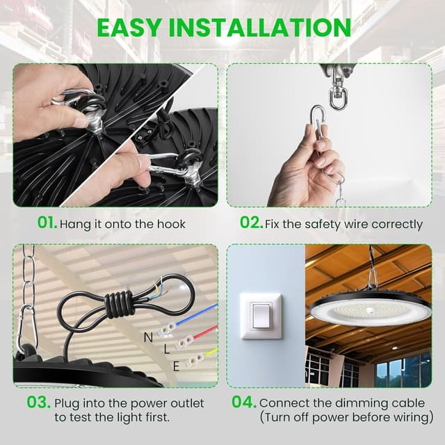 Thumbnail 4 de NFOIEIS 6-Pack 200W UFO LED High Bay Light