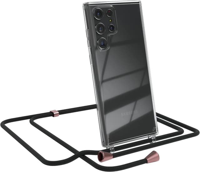 Detalle de EAZY CASE Handykette für Samsung Galaxy S22 Ultra 5G – Umhängeband mit Schutzhülle, Silikon/TPU, Clips in Rose