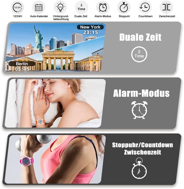 Detalle de WIFORT Digitaluhr mit 5 ATM Wasserdicht