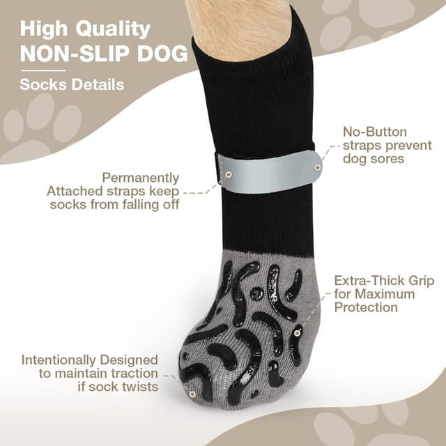 Detalle de Adiwo Hundesocken Anti Rutsch (XL) – 2 Paar mit verstellbaren Riemen für Pfotenschutz