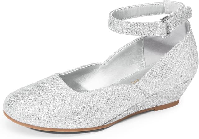 Detalle de DREAM PAIRS ballerines fille à talon compensé bas et bride cheville pour cérémonie