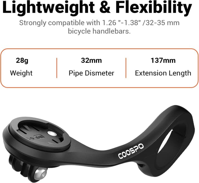 Detalle 2 de CooSpo Fahrradcomputer-Halterung mit Schnellspanner – Out-Front-Erweiterung für Garmin, Wahoo, Bryton & CooSpo