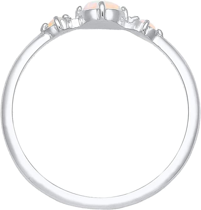 Detalle de Elli Ring Damen Band Geo Vintage Trend mit synthetischem Opal aus 925 Sterling Silber