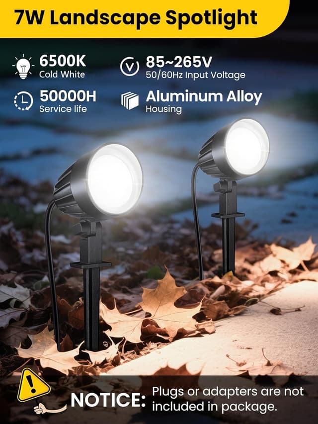 Detalle de MEIKEE set da 2 faretti da giardino LED 7W 500 lm IP66 bianco freddo 6500K