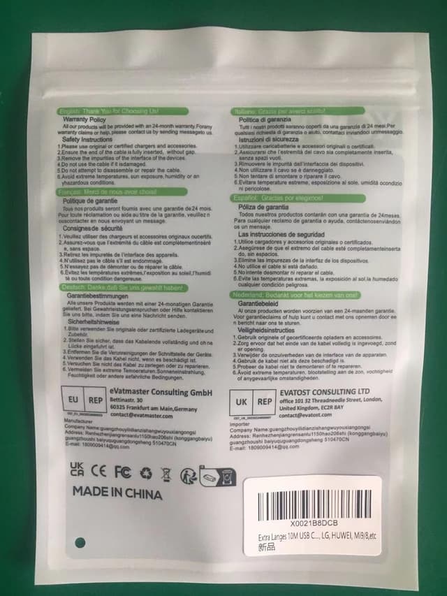 Detalle 2 de USB C Ladekabel 10 m, 3.1 A Schnellladen