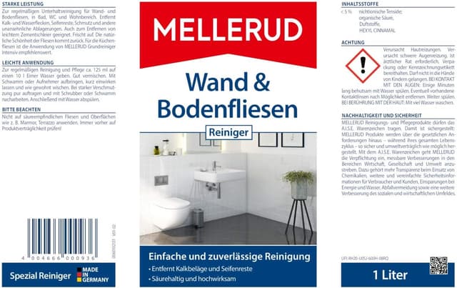 Detalle 2 de Mellerud 2001000936 nettoyant pour carreaux muraux et sols, salle de bain & pièces de vie, 1 l
