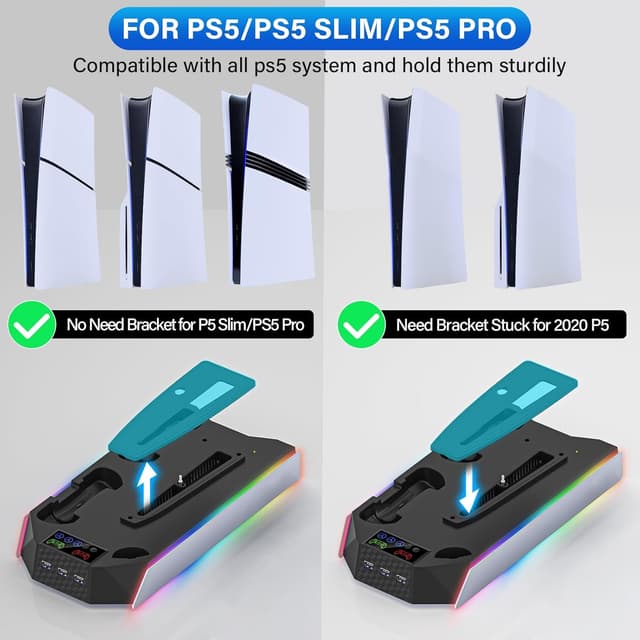 Detalle de ZRZLMVP PS5 cooling station stand RGB