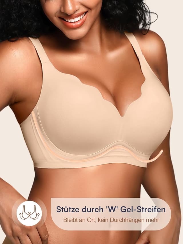 Detalle de BH für Damen ohne Bügel mit Unterstützung – nahtlose gepolsterte Bralette (T-Shirt BHS)
