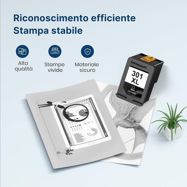 Detalle 2 de Washope 301XL Nero Cartuccia d’inchiostro compatibile per HP 301 XL nero (1-Pack)