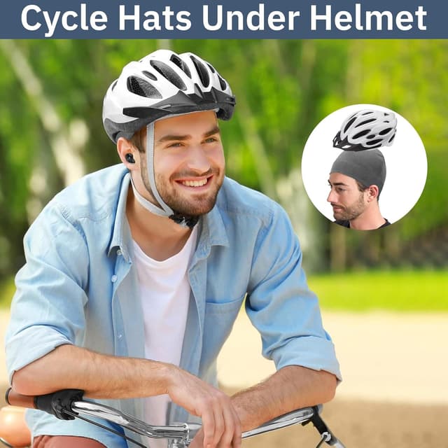 Detalle de Zouwel Set mit 3 Fahrradmützen unter dem Helm (winddicht, Polyester) – dünne Winter-Mützen für Damen & Herren