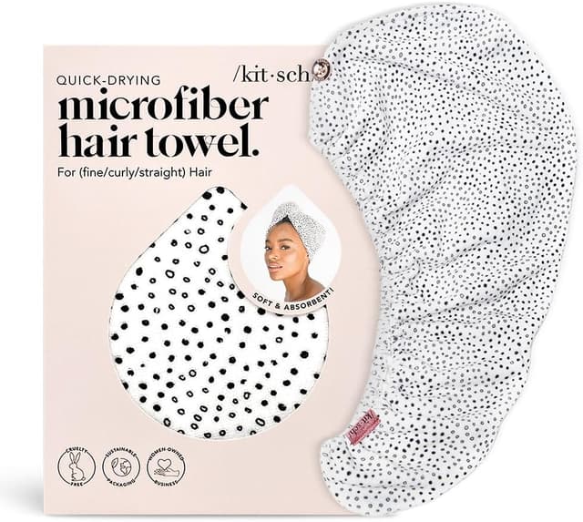 Detalle 2 de Kitsch Microfibre Hair Towel Wrap (Micro Dot) – Quick Dry Curly Hair Turban