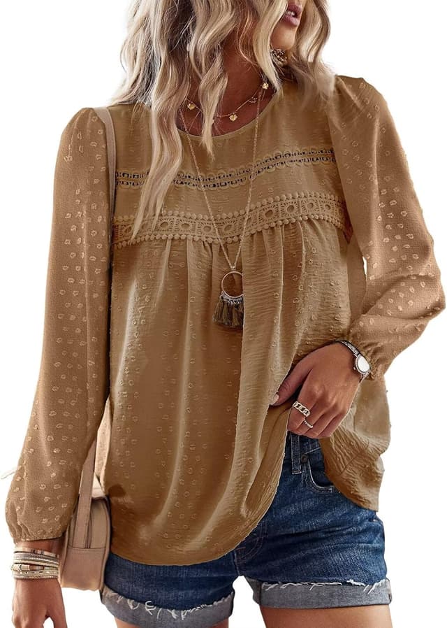 Detalle de TUUHAW Langarmshirt Boho mit Häkelspitze