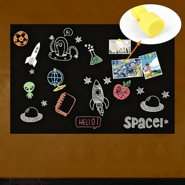 Detalle de Magnetische selbstklebende Tafelfolie 100 x 150 cm inkl. Magnetfolie, 6 Kreiden und 4 Magneten