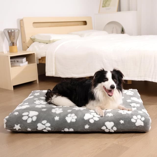 Detalle 2 de Yaning dog bed for large dogs (89x56x10cm) with removable washable cover and anti-slip base, grey paw